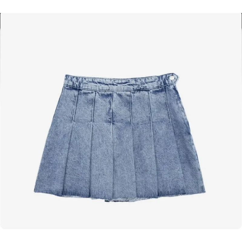 Denim Pleated Minin Skirt