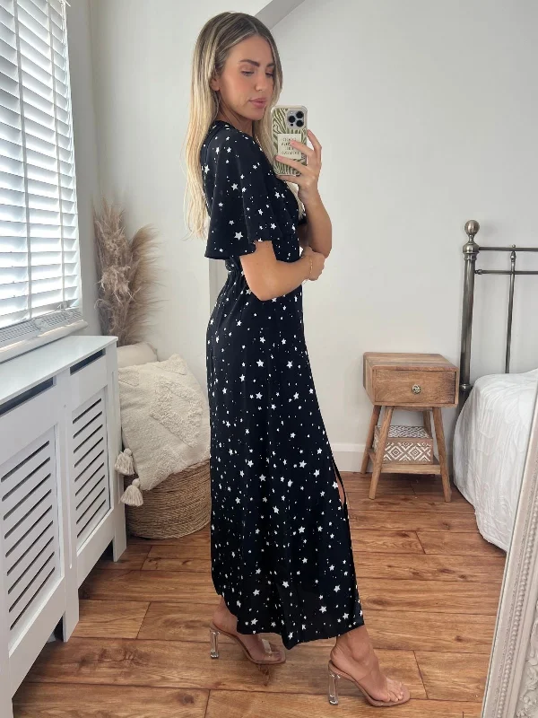 Bailey Angel Sleeve Midi Dress / Star Print