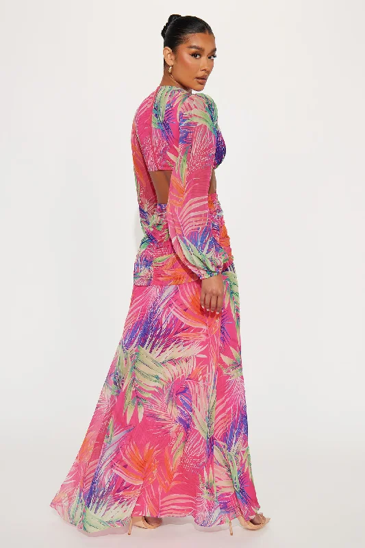 Breezing By Chiffon Maxi Dress - Fuchsia