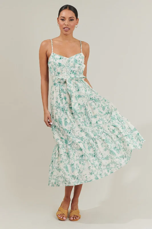 Jaya Floral Tiered Midi Dress