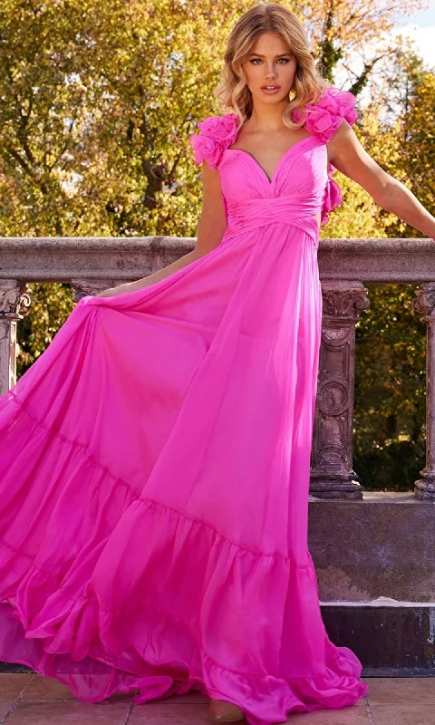 Jovani Ruffled-Bodice Long Tiered Prom Dress 23322