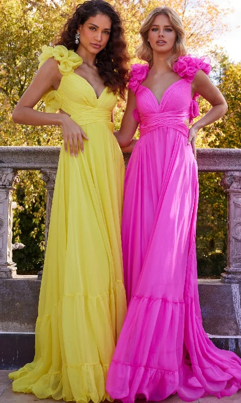 Jovani Ruffled-Bodice Long Tiered Prom Dress 23322