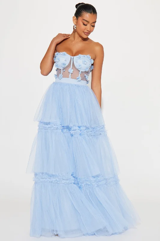 Spring Bloom Tulle Gown - Light Blue