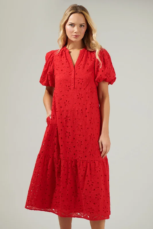 Villa Nova Eyelet Midi Dress